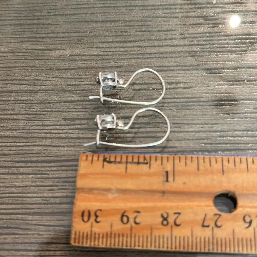 Vintage Sterling Silver Wire CZ Earrings